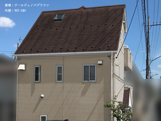 屋根：クールジェノバブラウン　外壁：ND-184